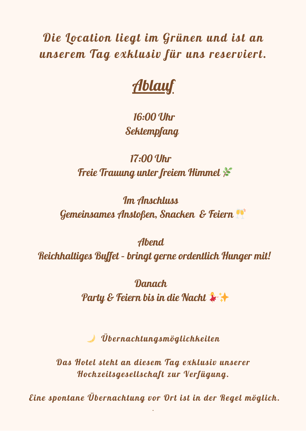 Ablauf der Hochzeit